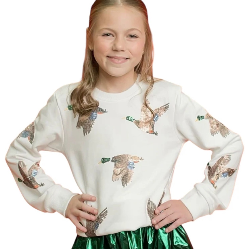 SEQUIN MALLARD DUCK SWEATSHIRT - BELLE CHER